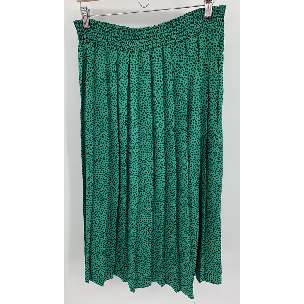 Vintage Stefanie Pleated Geometric Print Pull On Maxi Skirt Size 10 Petite USA